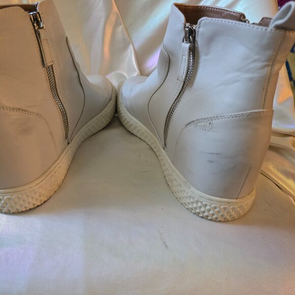 AEROSOLES Cream and White High-Top Wedge Platform Sneaker Boots Size 10.5 US - Picture 7 of 13